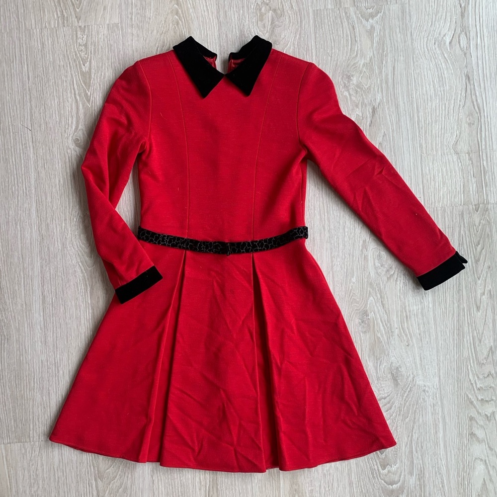 Red & Black Velvet Junior Holiday Dress